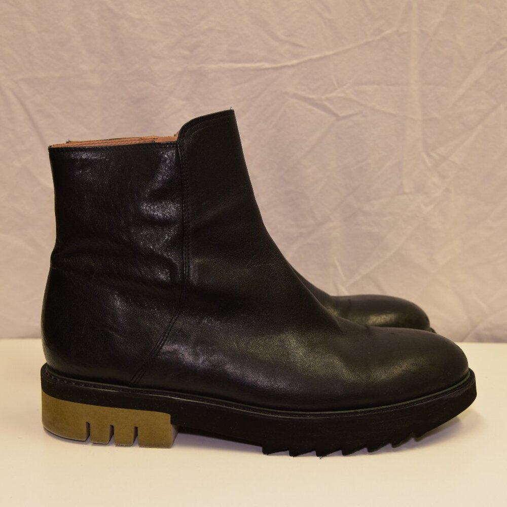 Black Leather Chelsea Boots - Euro Moto Ankle Boot